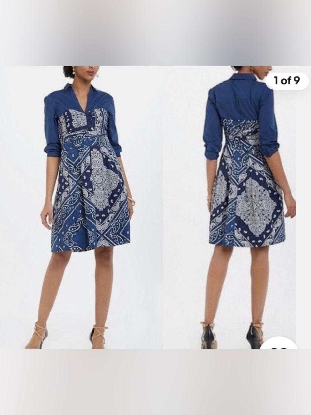 Holding Horses size 4 navy/white bandanna print shirt dress